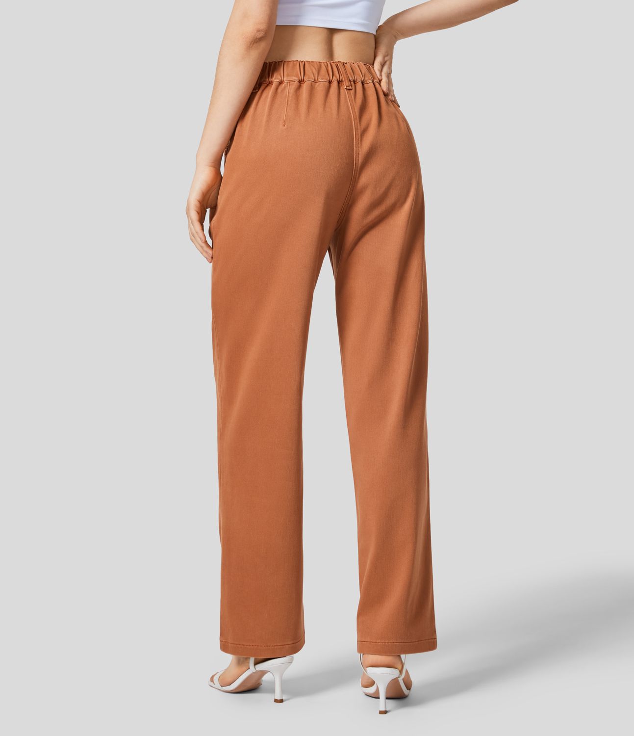 Halara Flex™ Mid Rise Button Zipper Side Pocket Straight Leg Colorful Stretchy Knit Casual  Jeans