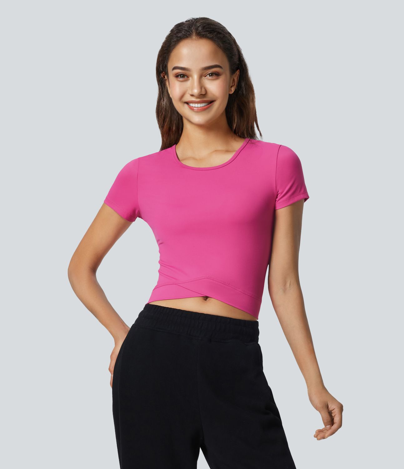 Softlyzero™ Plush Crossover Hem Cropped Yoga Sports Top