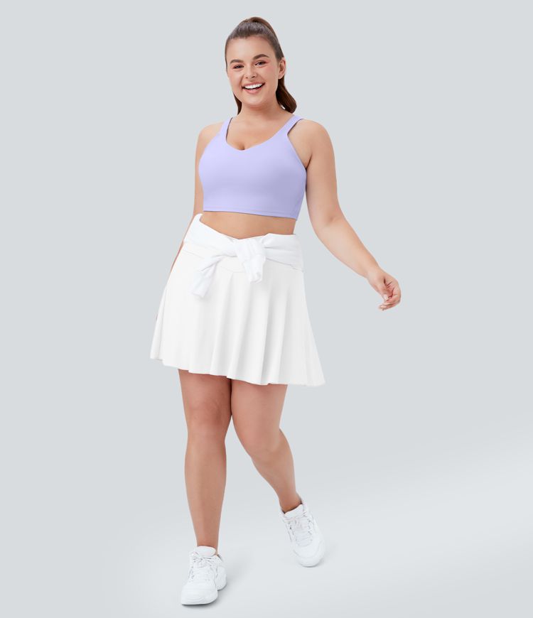 SoftlyZero™ Combinaison de Tennis Aérienne Confortable à Taille Haute Croisée 2-en-1 avec Poches, Grande Taille, Toucher Frais - Protection UV UPF50+