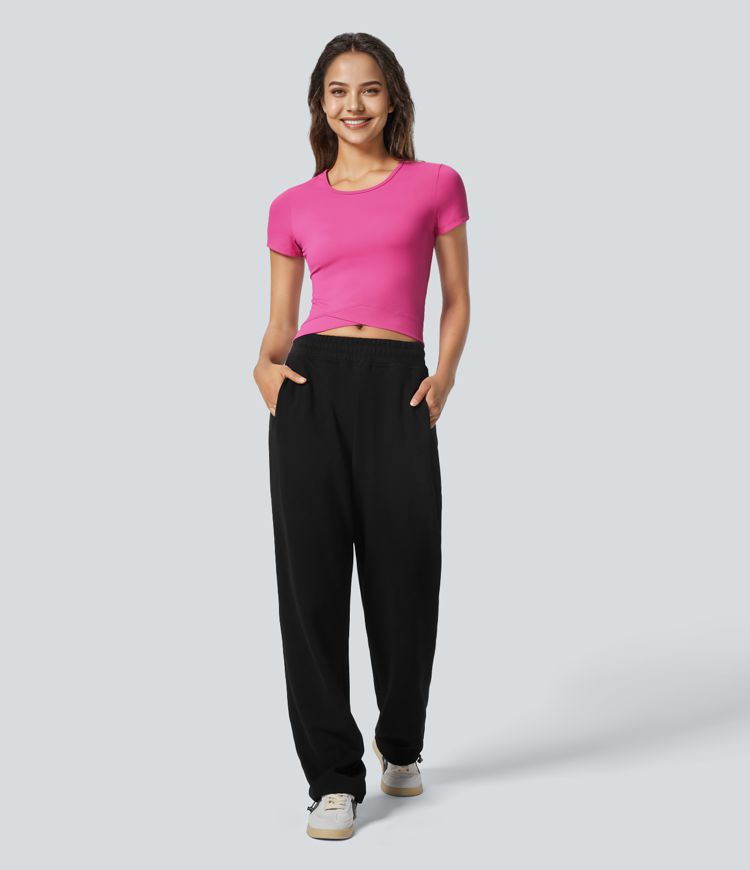 Softlyzero™ Plush Top deportivo yoga recortado cruzado