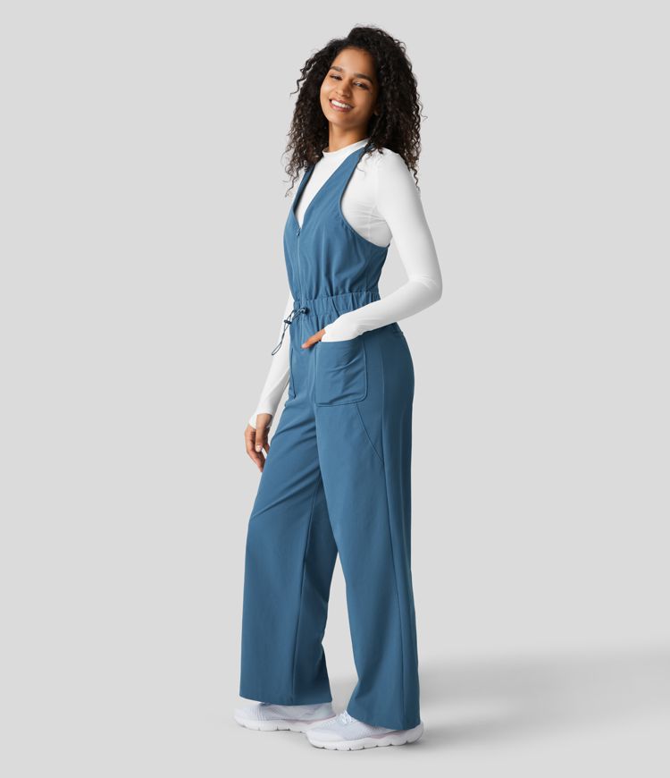 Women’s Zipper Adjustable Drawcord Front Pocket Crisscross Hiking