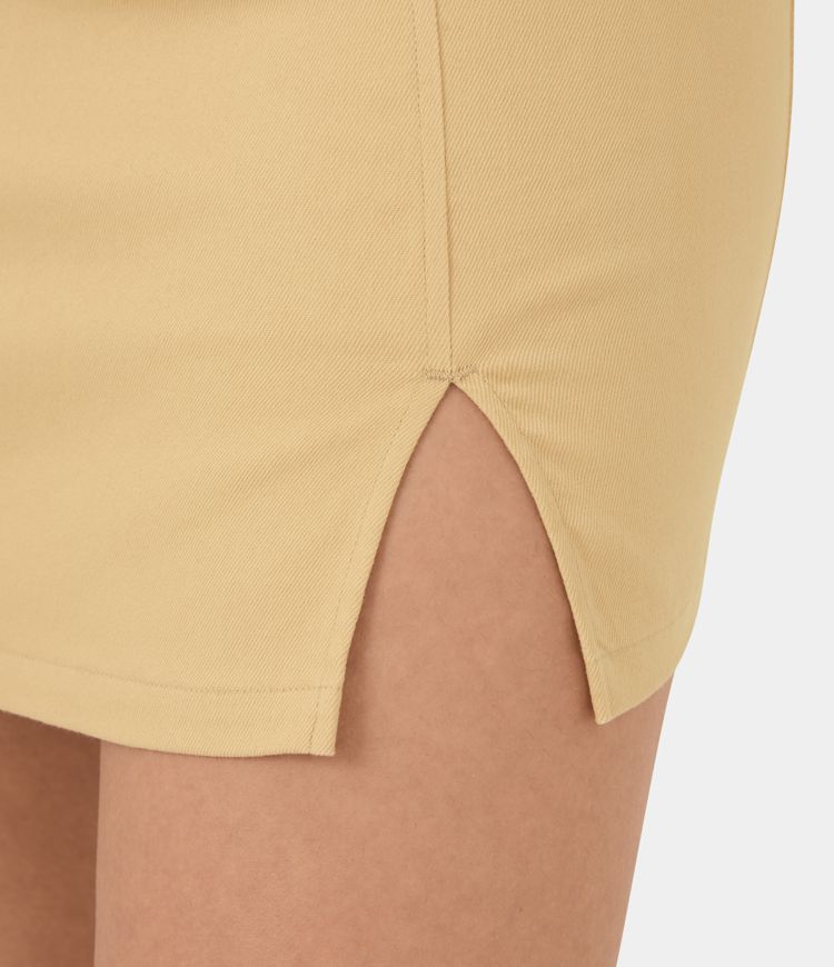 Mini Jupe Casual Super Taille Haute avec Ourlet Fendu