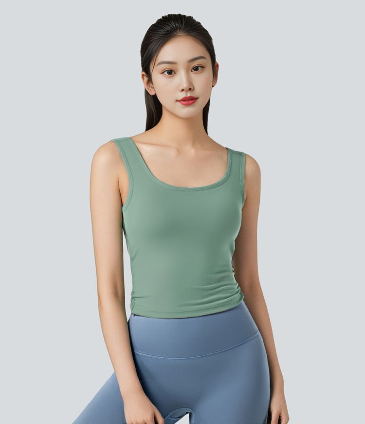 U Neck Crossover Barre Ballet Dance Tank Top A-C Cups