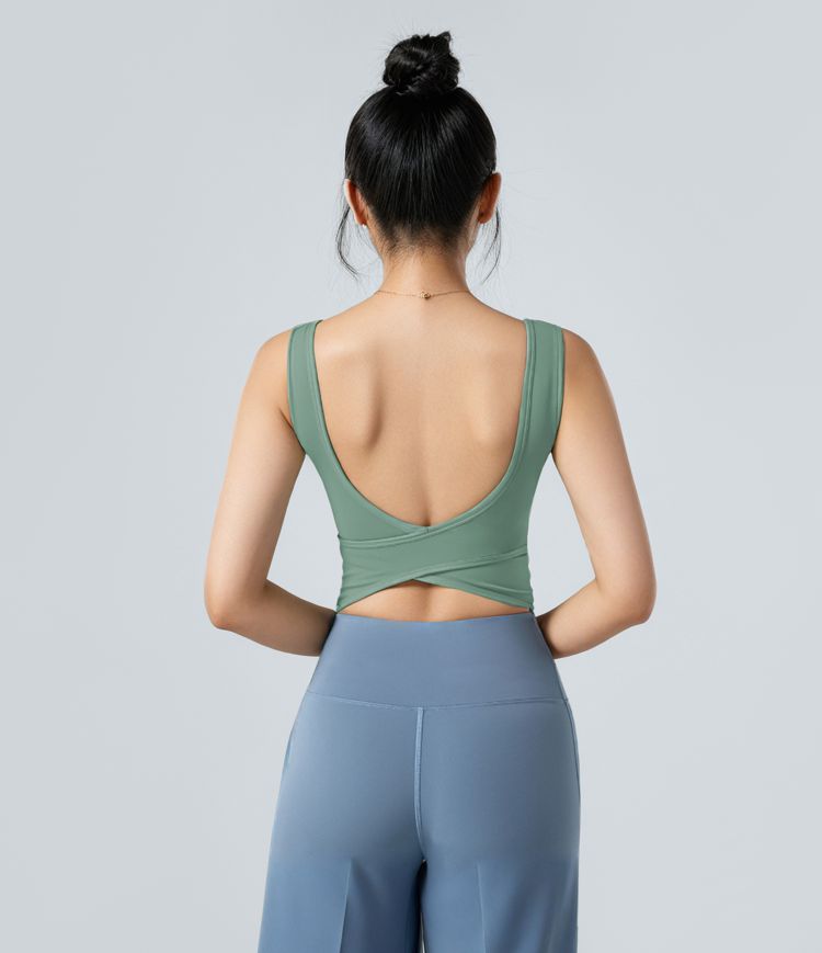 U Neck Crossover Barre Ballet Dance Tank Top A-C Cups