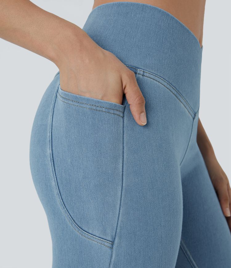 Halara Flex™ Crossover Pocket Washed Denim Work Leggings