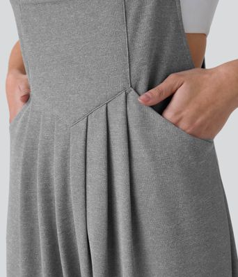 Pockets Waffle Casual Jogger Overalls