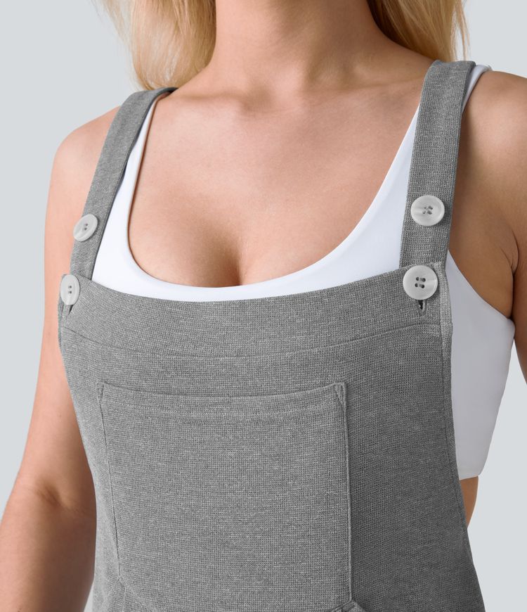 Pockets Waffle Casual Jogger Overalls