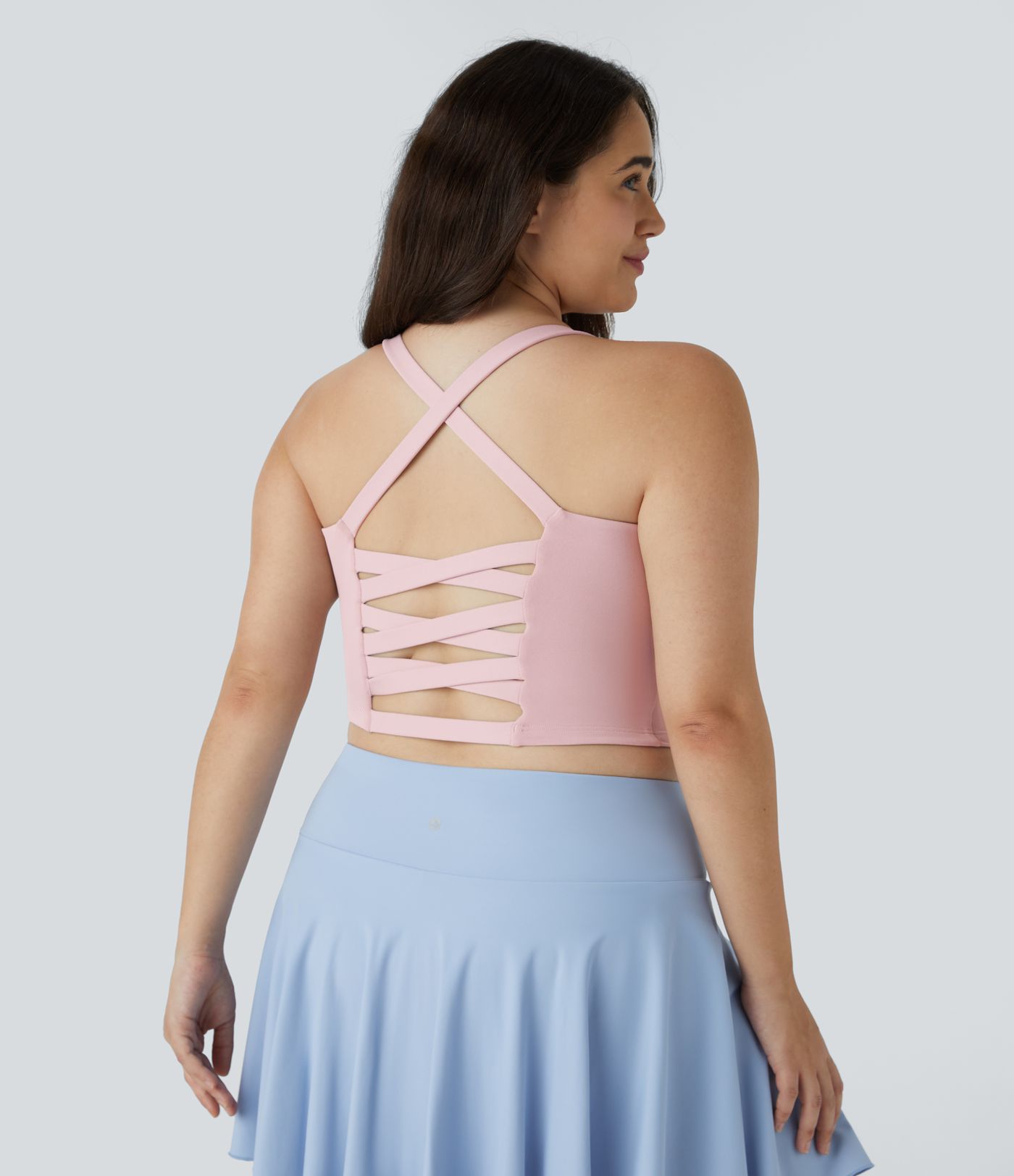 Crisscross Backless Cropped Yoga Plus Size Tank Top