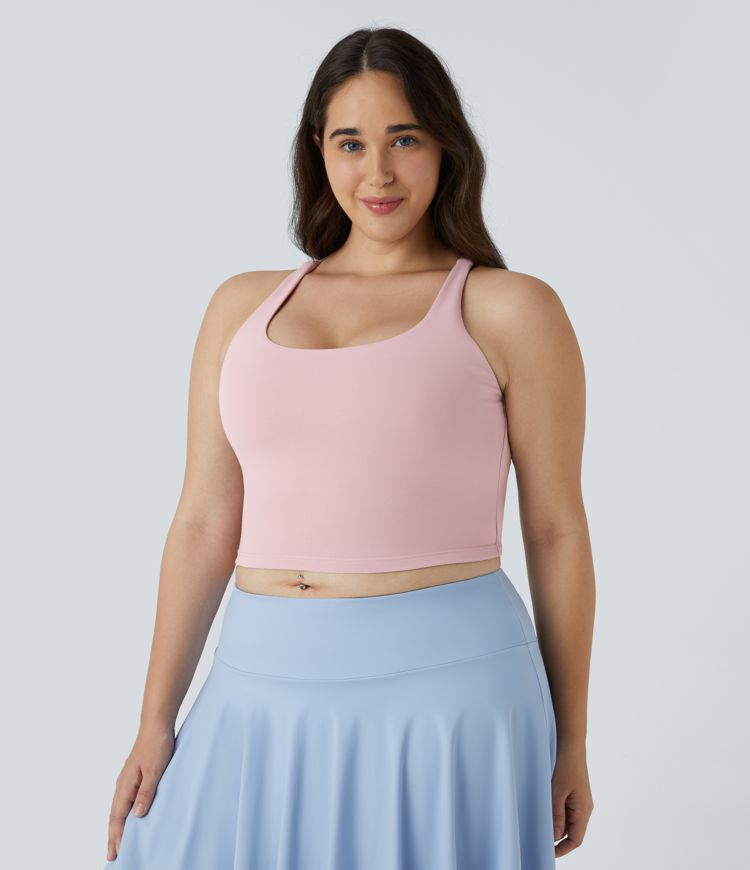 Camiseta sin mangas de yoga en tallas grandes con espalda abierta y cruzada