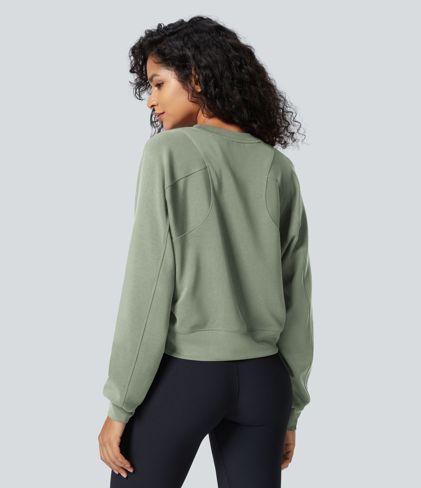 SpacerTek™ Round Neck Raglan Sleeve Solid Casual Sweatshirt