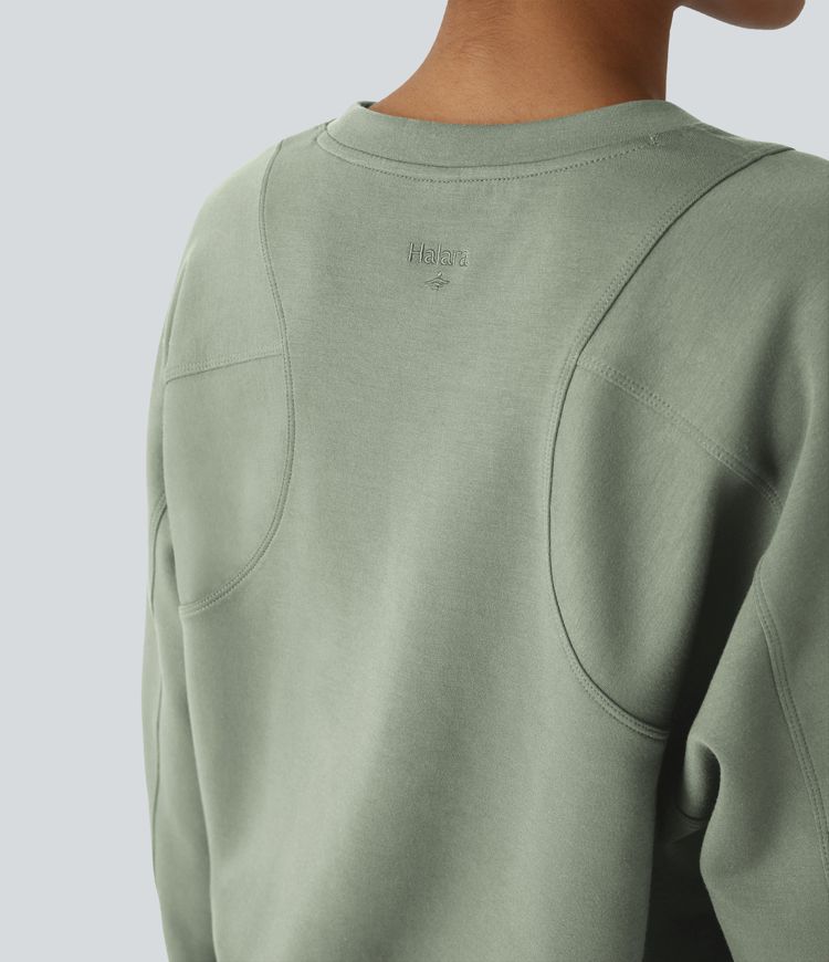 SpacerTek™ Round Neck Raglan Sleeve Solid Casual Sweatshirt