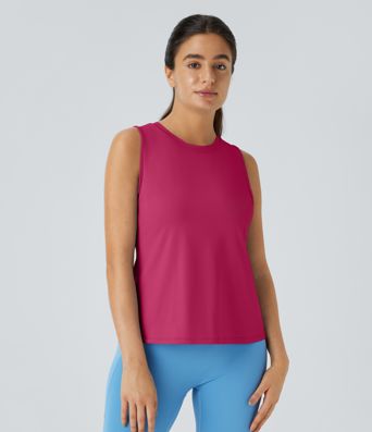 Cut Out Crossover Hem Solid Yoga Tank Top