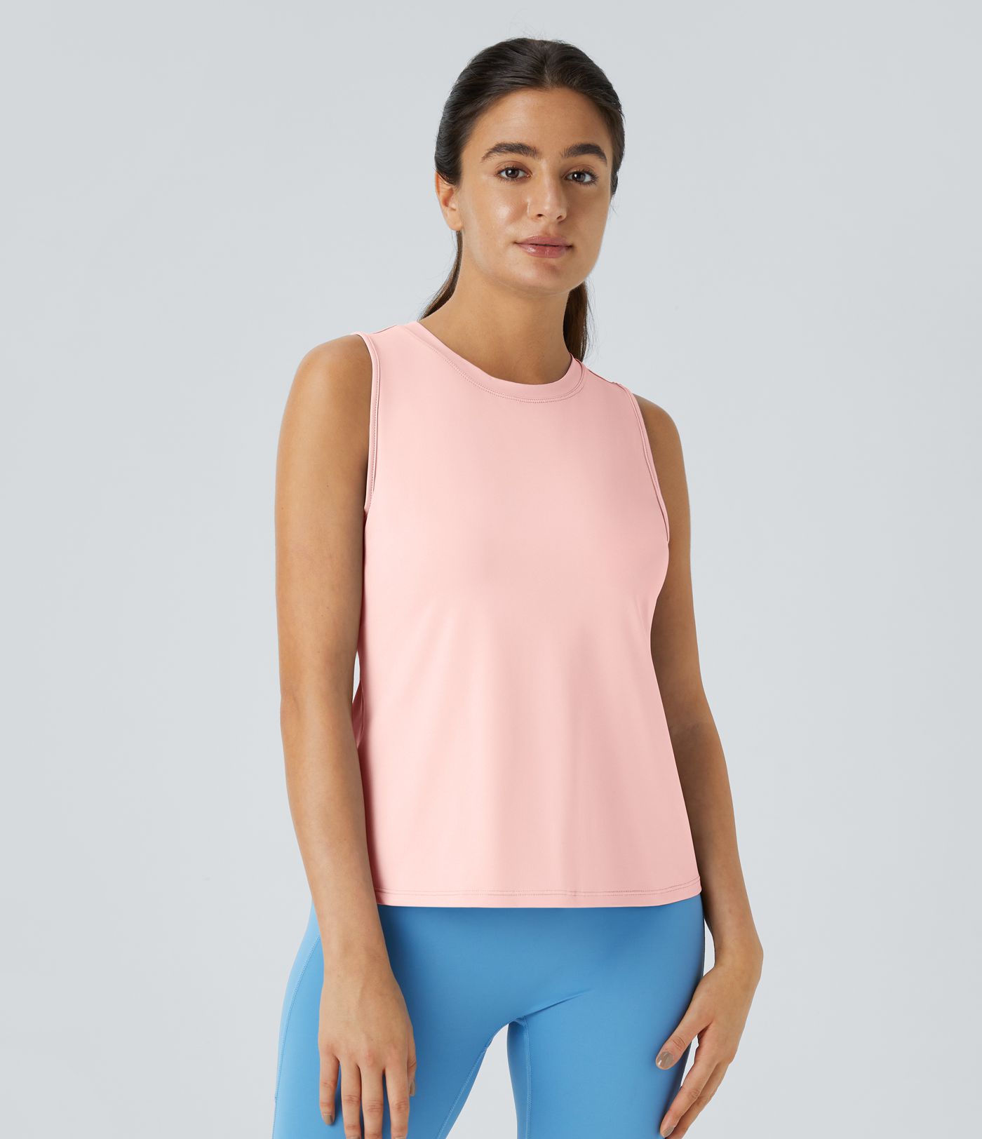 Cut Out Crossover Hem Solid Yoga Tank Top
