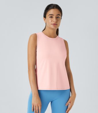 Cut Out Crossover Hem Solid Yoga Tank Top