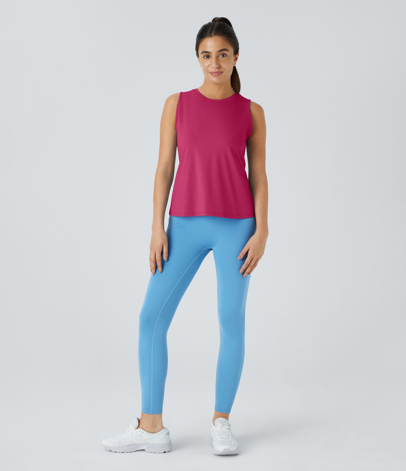 Cut Out Crossover Hem Solid Yoga Tank Top