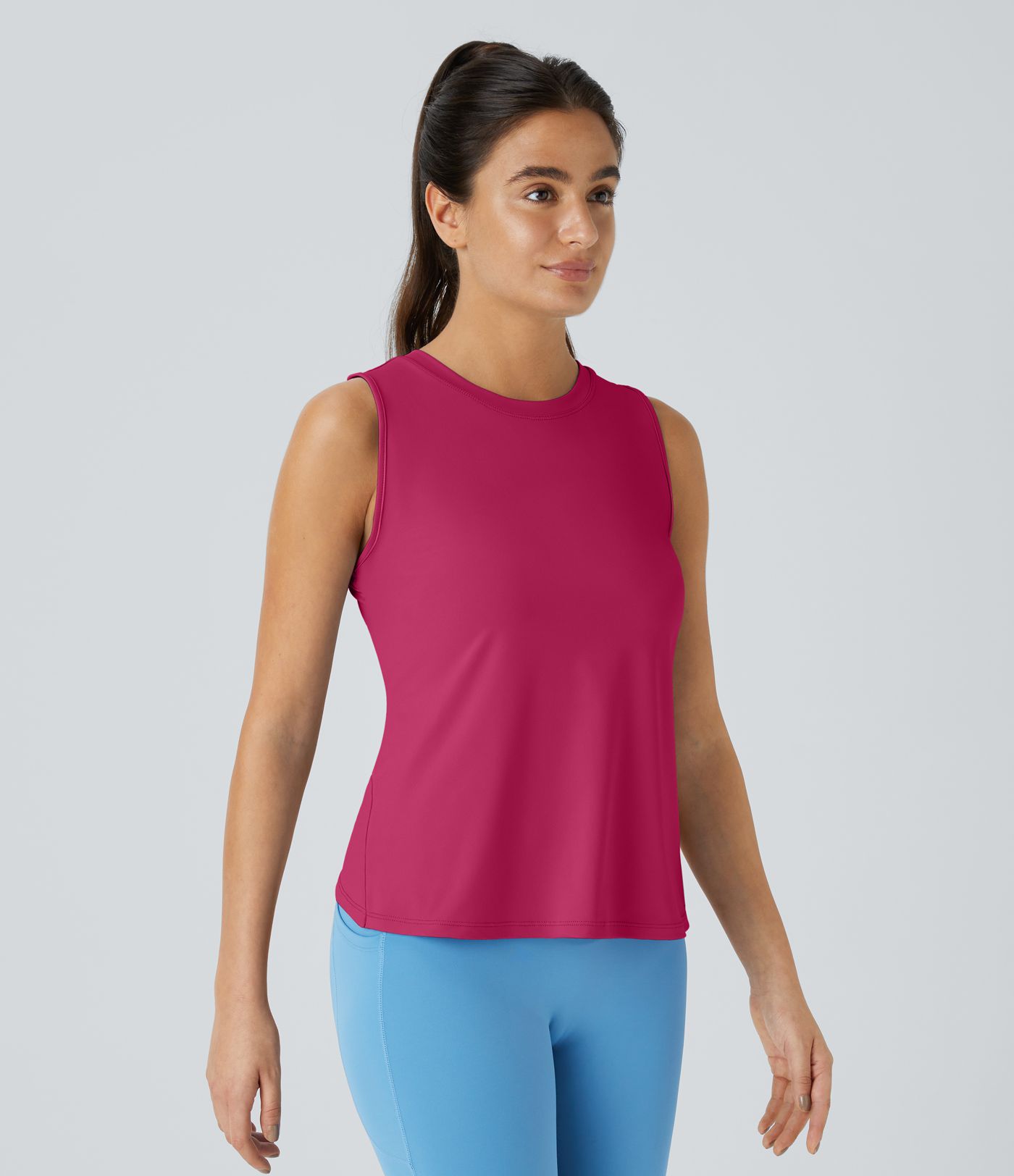 Cut Out Crossover Hem Solid Yoga Tank Top