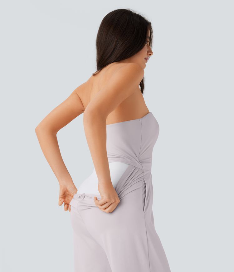 Mono dama honor invitada boda pierna ancha cremallera invisible bolsillo lateral forma tubo - Easy Peezy