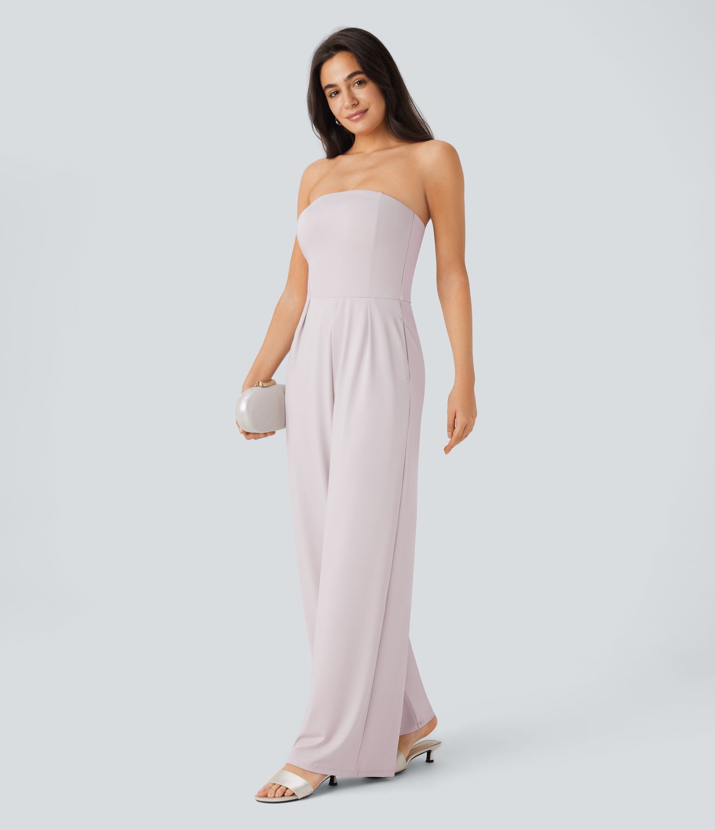 Tube Side Pocket Invisible Zipper Wide Leg Bridesmaid and Wedding Guest Jumpsuit-Easy Peezy