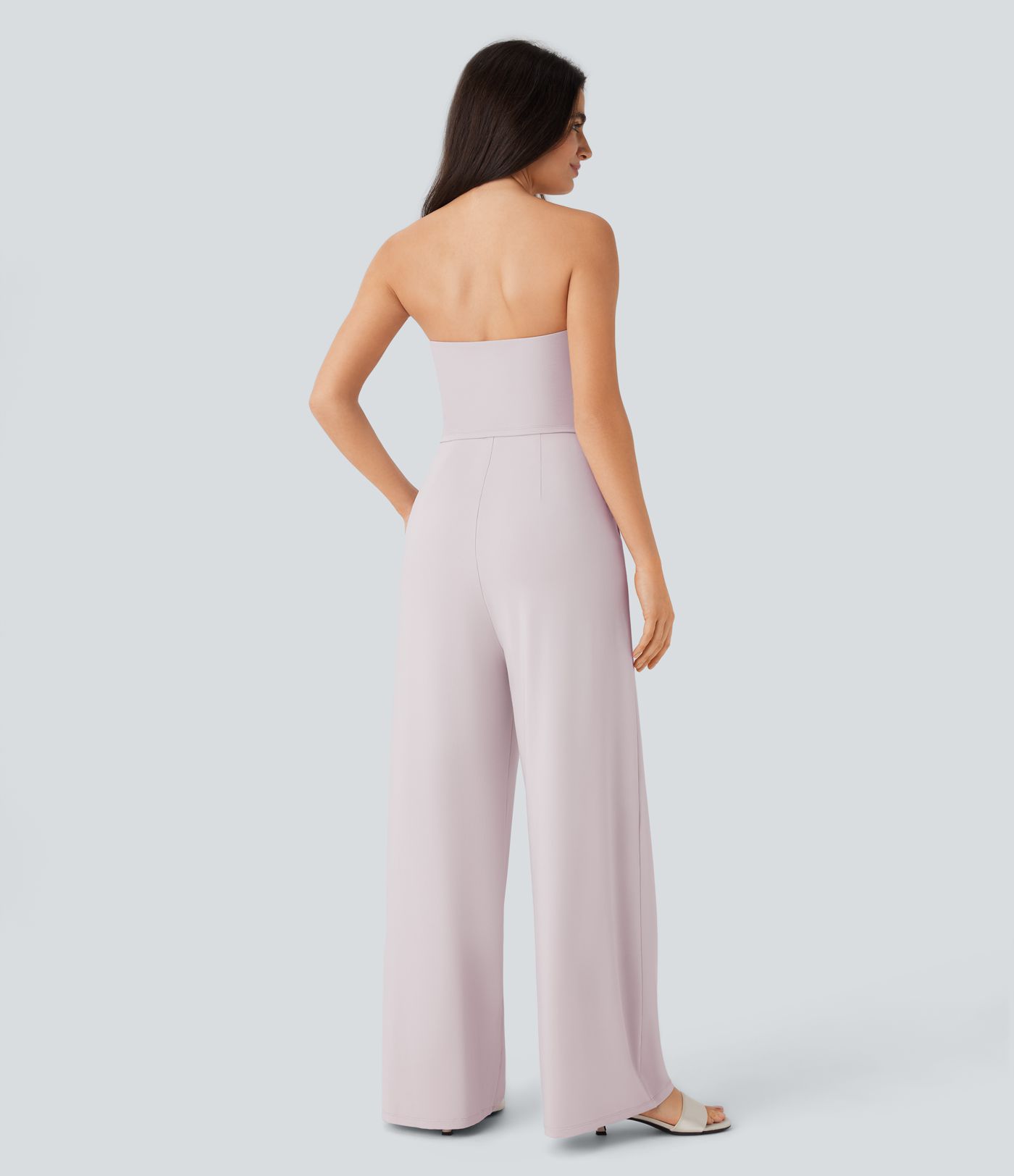Tube Side Pocket Invisible Zipper Wide Leg Bridesmaid and Wedding Guest Jumpsuit-Easy Peezy