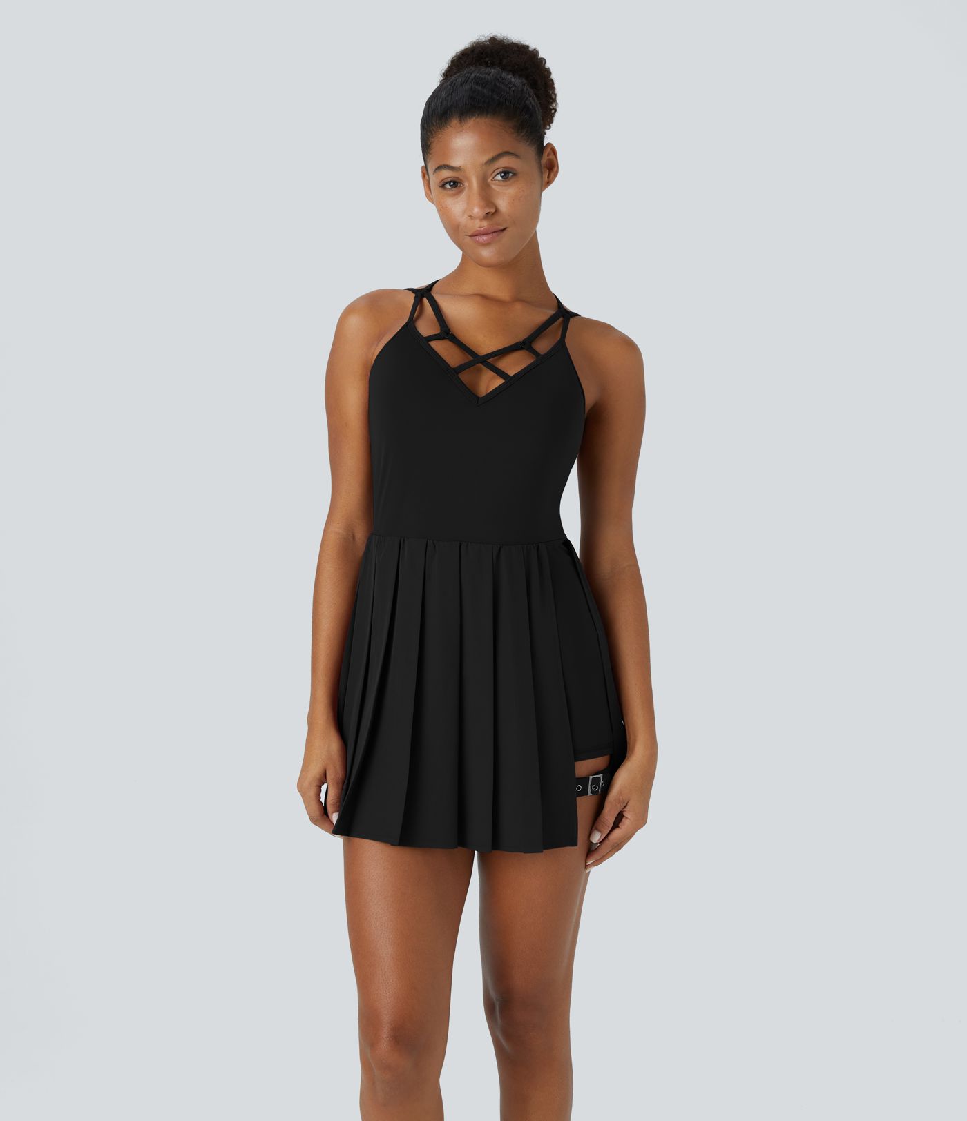 Breezeful™ Robe Sport Mini à Séchage Rapide Plissée et Dos Nu 2-en-1 avec Poches