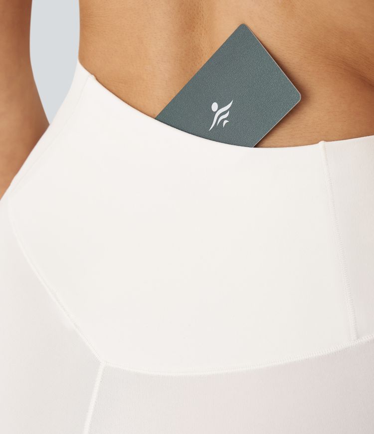 Softlyzero™ High Waist Crossover Contrast Lace Yoga 7/8 Leggings - UPF50+