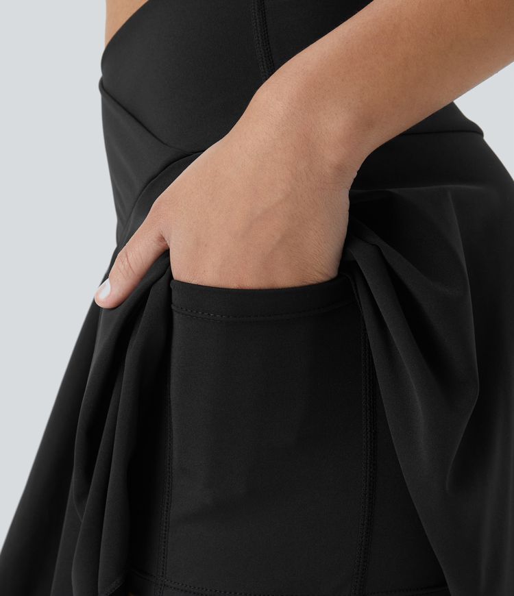 SoftlyZero™ Vzdušná Pohodlná Vysoká Sportovní Sukně s Křížovým Střihem 2-v-1 s Kapsou a Chladivým Povrchem - UPF50+