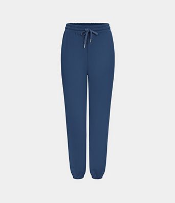 Pantalones deportivos casuales de cintura alta con bolsillos y cordón de algodón