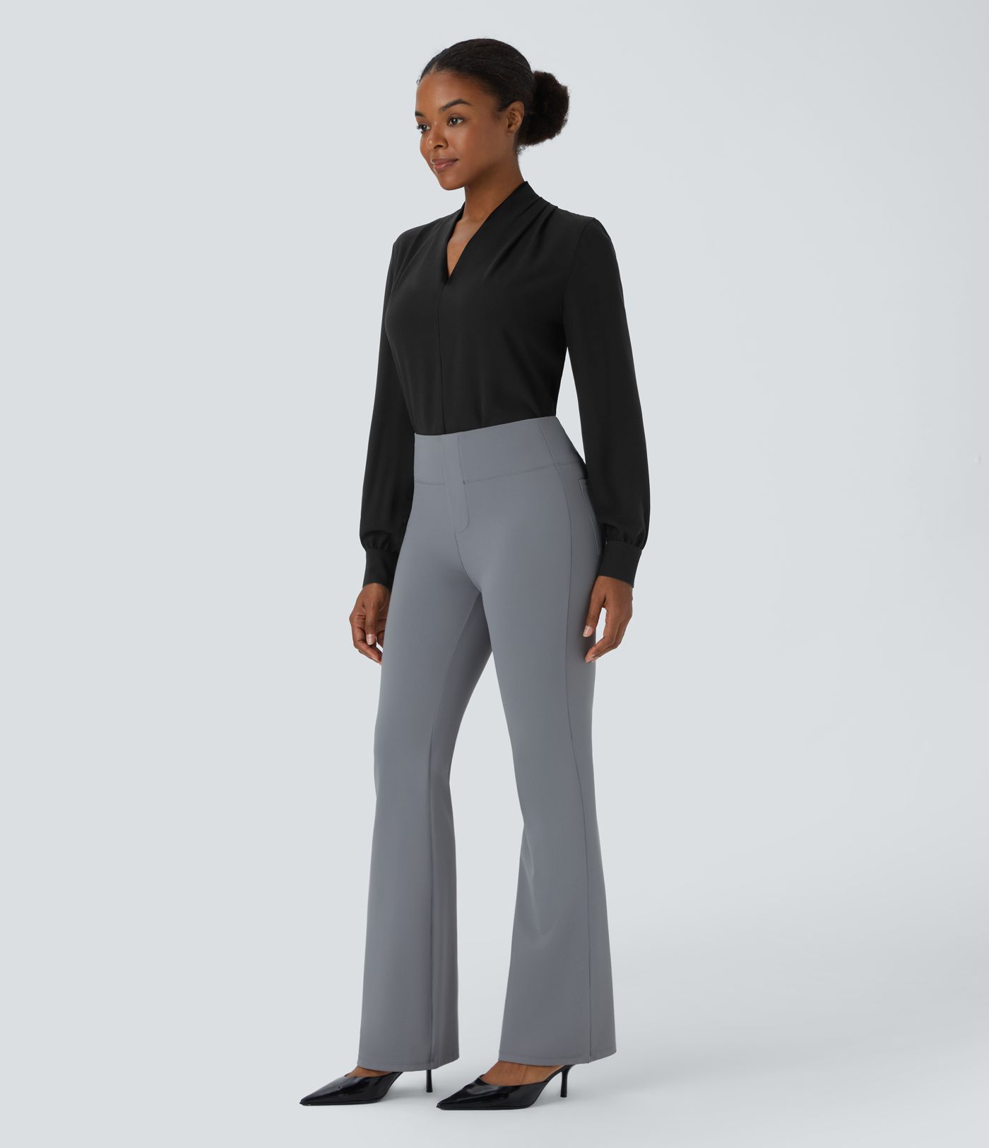 V Neck Long Sleeve Work Blouse