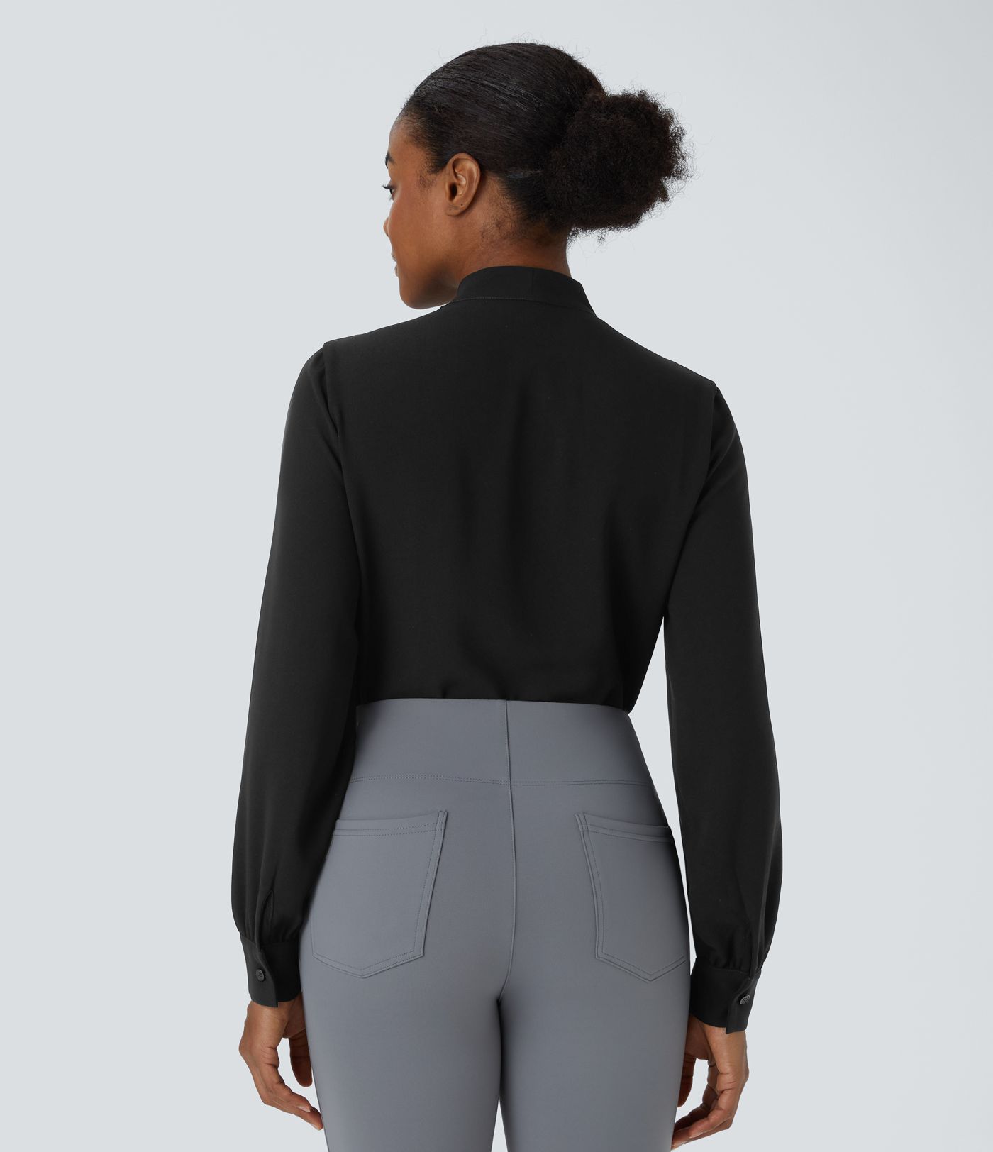 V Neck Long Sleeve Work Blouse