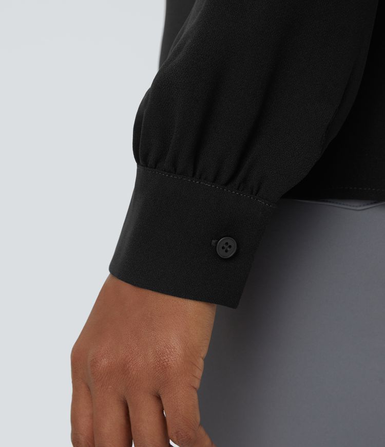 V Neck Long Sleeve Work Blouse