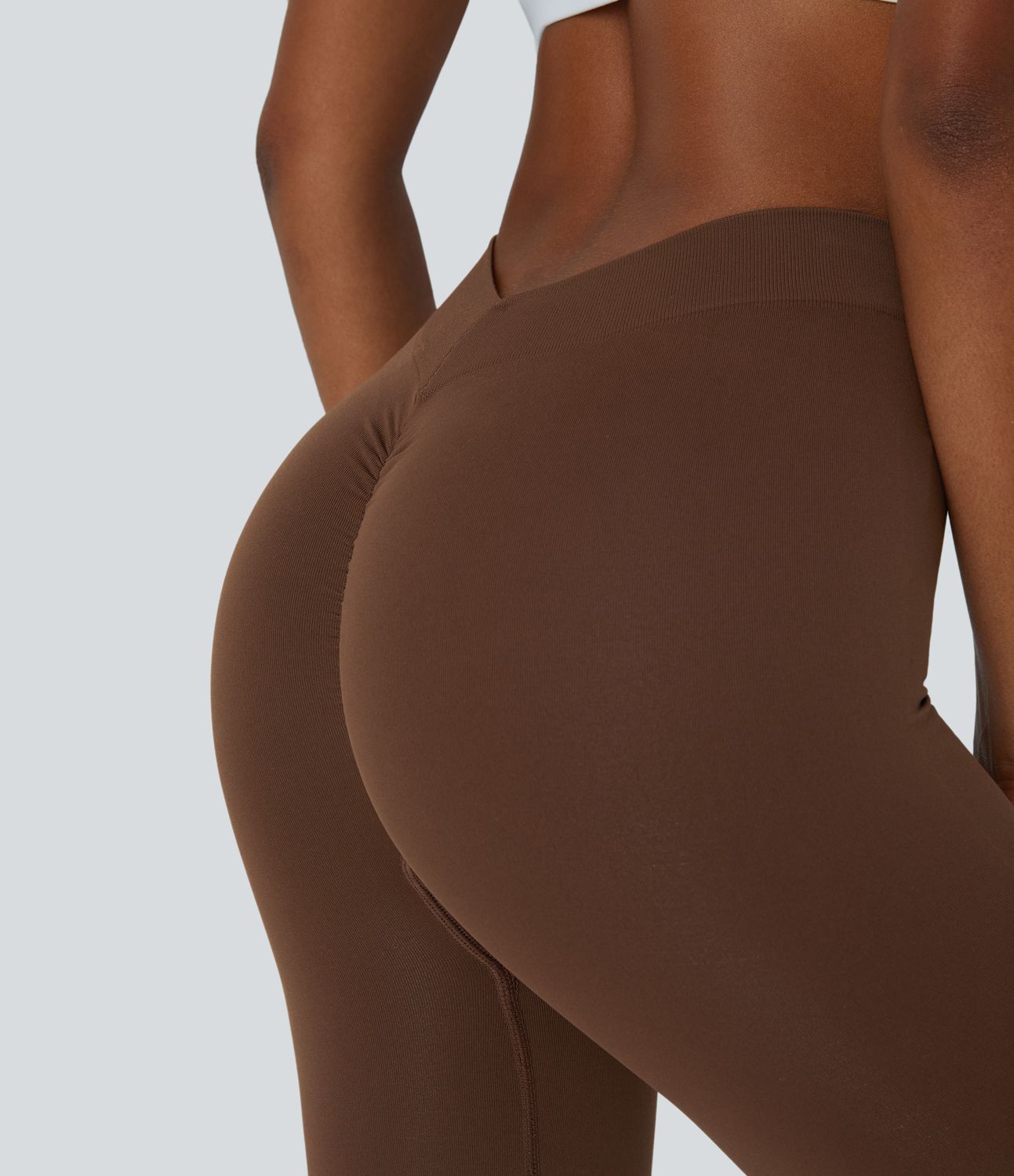 Pantalon de yoga évasé à taille haute, froncé et sans couture