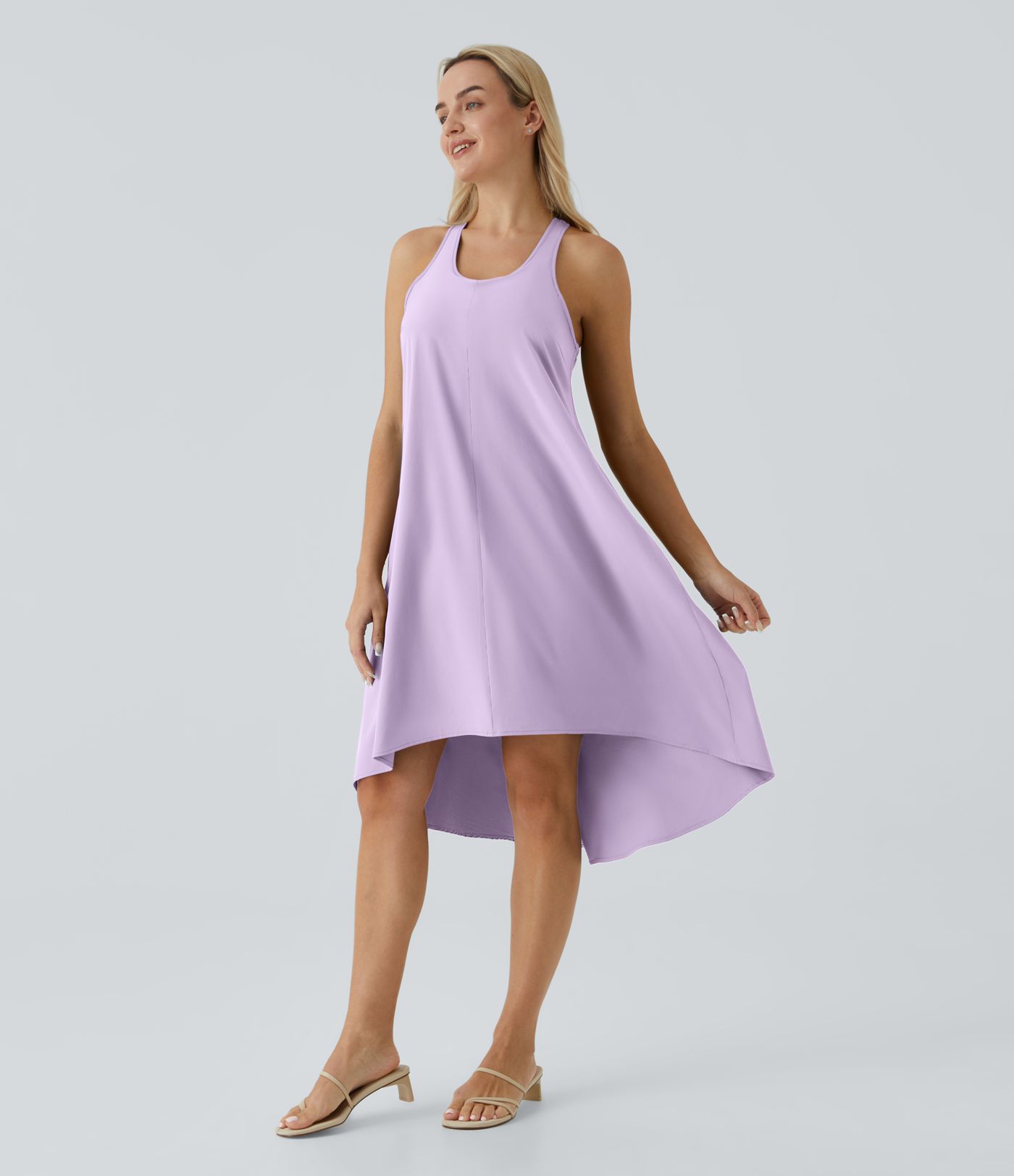 Breezeful™ Backless Racerback Side Pocket High Low Flowy Midi Quick Dry Casual Dress