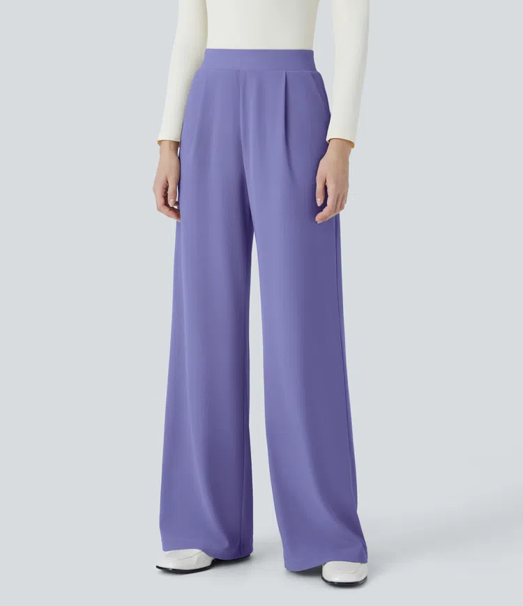 Halara Flex™ High Waisted Body Sculpt Waist-Slimming Pocket Wide Leg Micro Waffle Work Pants