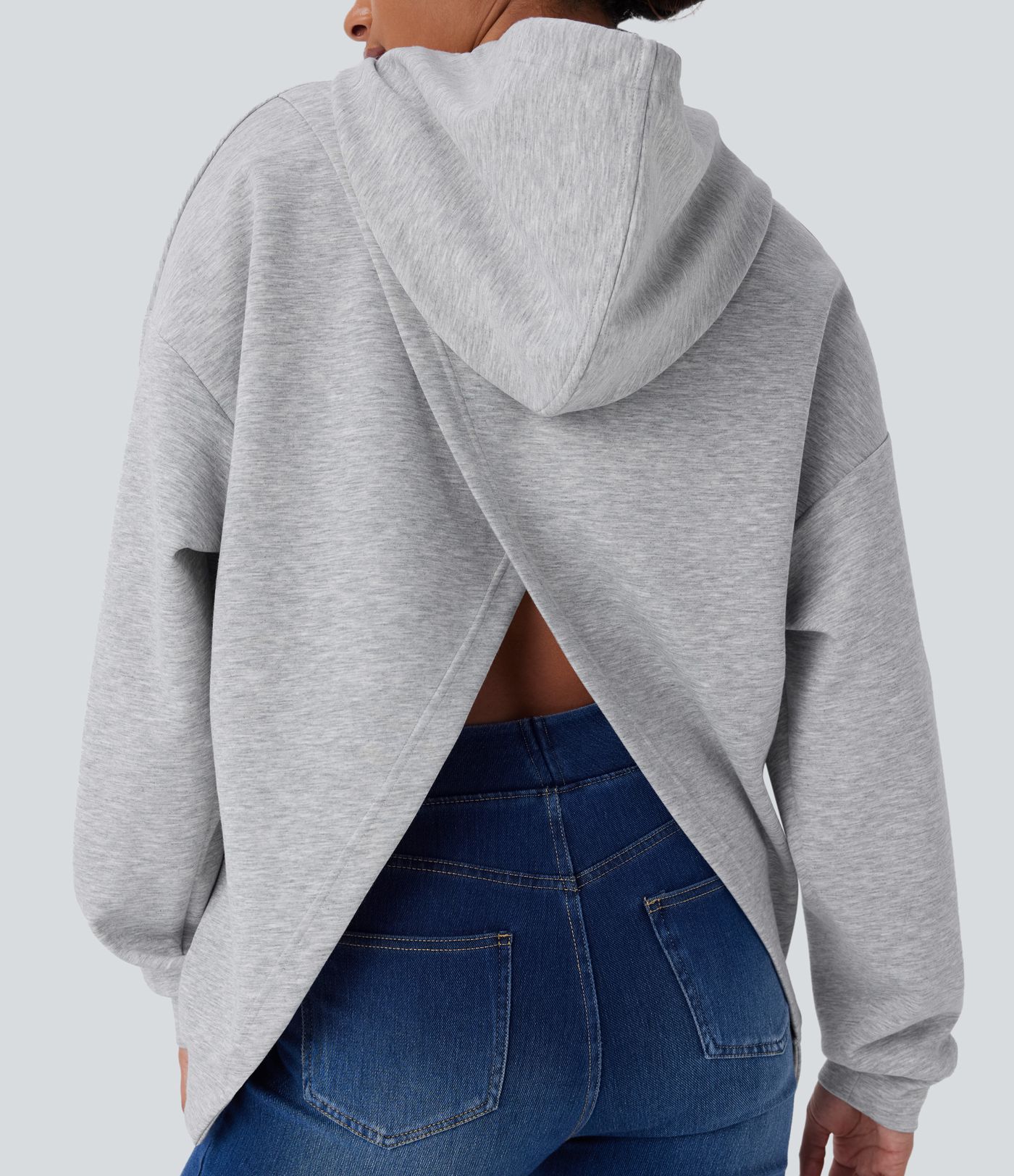 Hooded Drawstring Long Sleeve Kangaroo Pocket Crossover Casual Sweatshirt Hooded Drawstring Long Sleeve Kangaroo Pocket Crossover Casual Sweatshirt