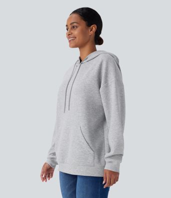Hooded Drawstring Long Sleeve Kangaroo Pocket Crossover Casual Sweatshirt Hooded Drawstring Long Sleeve Kangaroo Pocket Crossover Casual Sweatshirt