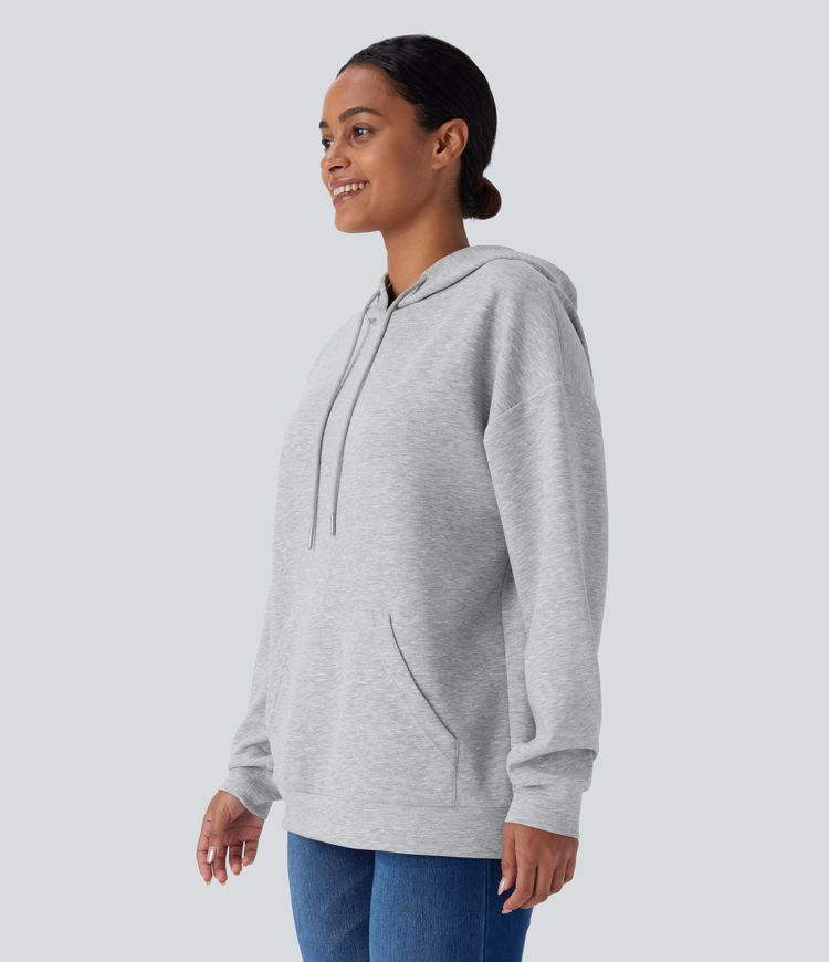 Hooded Drawstring Long Sleeve Kangaroo Pocket Crossover Casual Sweatshirt Hooded Drawstring Long Sleeve Kangaroo Pocket Crossover Casual Sweatshirt
