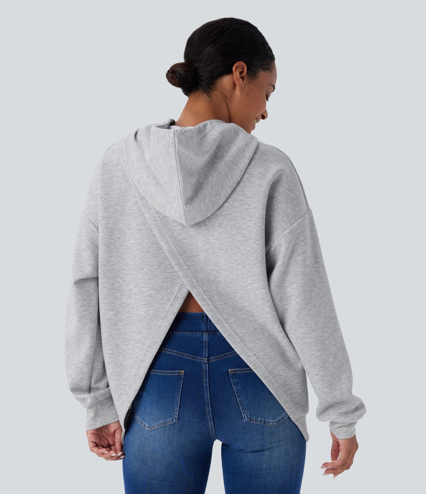 Hooded Drawstring Long Sleeve Kangaroo Pocket Crossover Casual Sweatshirt Hooded Drawstring Long Sleeve Kangaroo Pocket Crossover Casual Sweatshirt