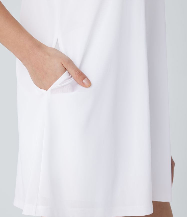 Mini Vestido activo yoga conjunto 2 piezas malla bolsillo lateral sin mangas - Easy Peezy