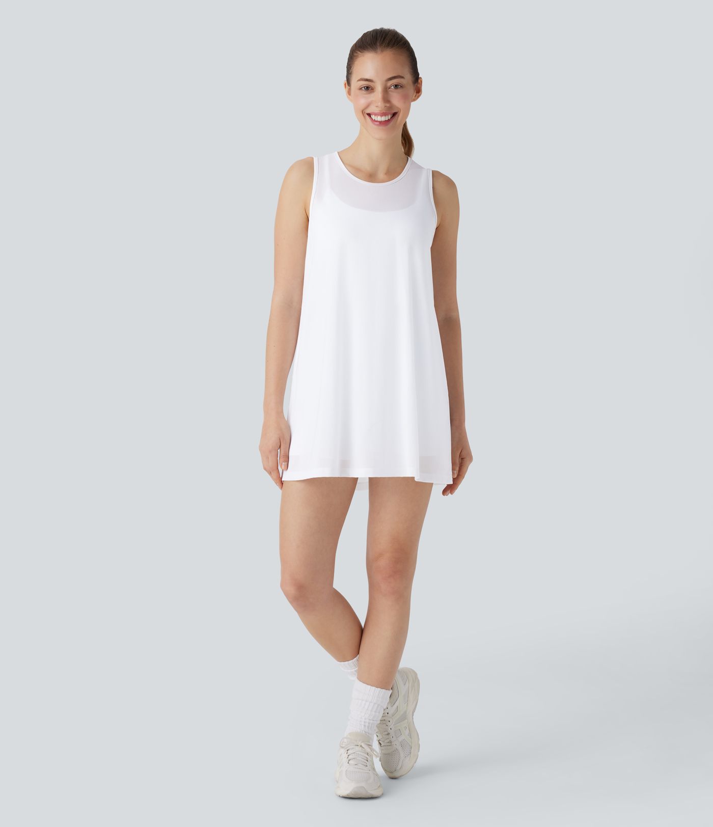 Mini Vestido activo yoga conjunto 2 piezas malla bolsillo lateral sin mangas - Easy Peezy