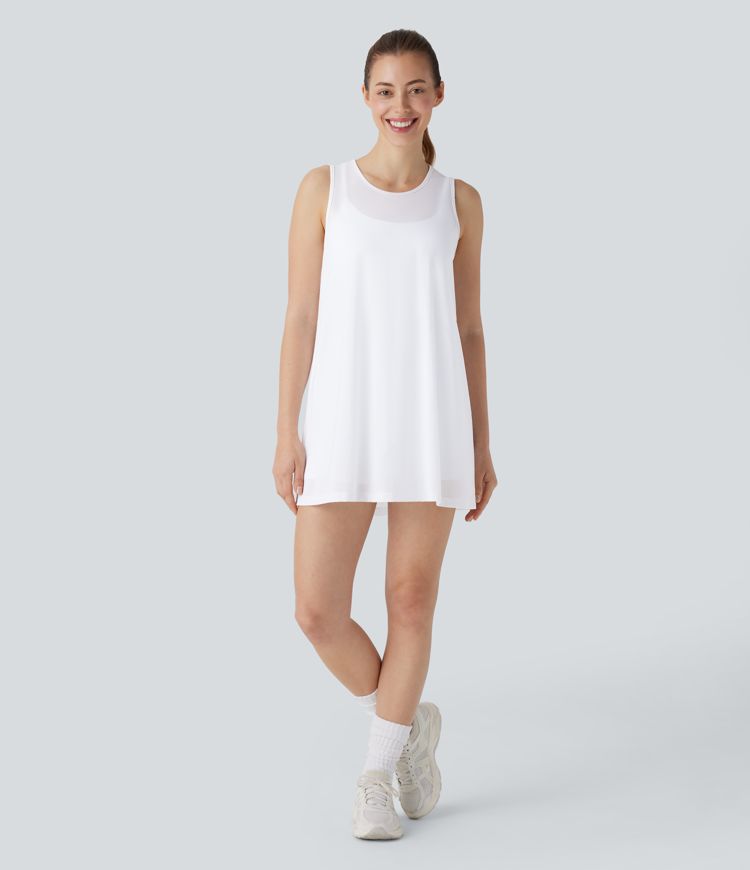 Mini Vestido activo yoga conjunto 2 piezas malla bolsillo lateral sin mangas - Easy Peezy