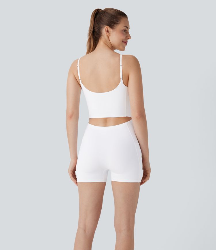 Mini Vestido activo yoga conjunto 2 piezas malla bolsillo lateral sin mangas - Easy Peezy