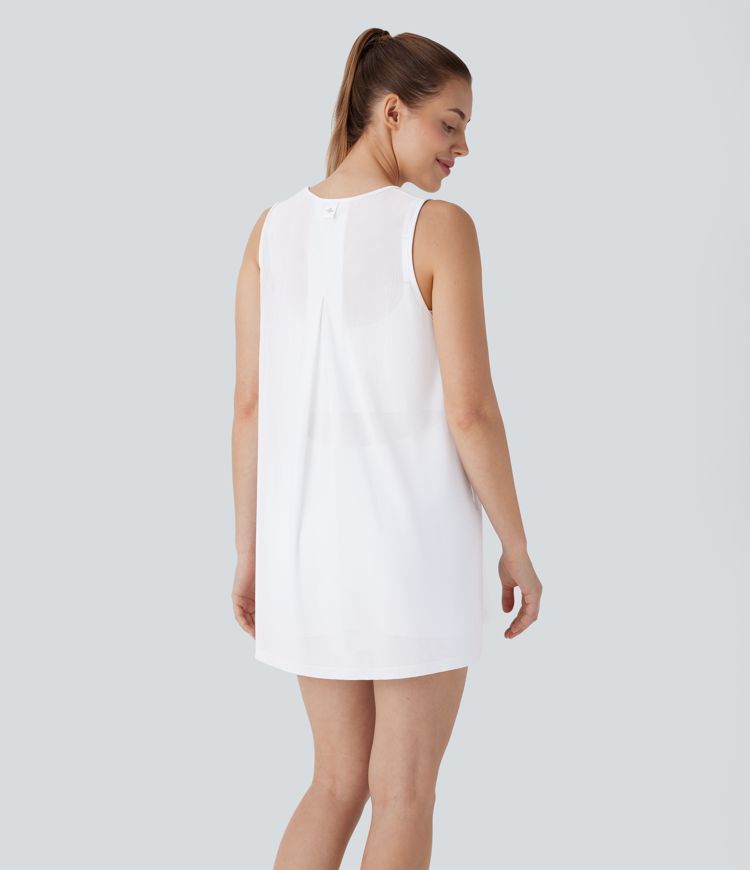 Mini Vestido activo yoga conjunto 2 piezas malla bolsillo lateral sin mangas - Easy Peezy