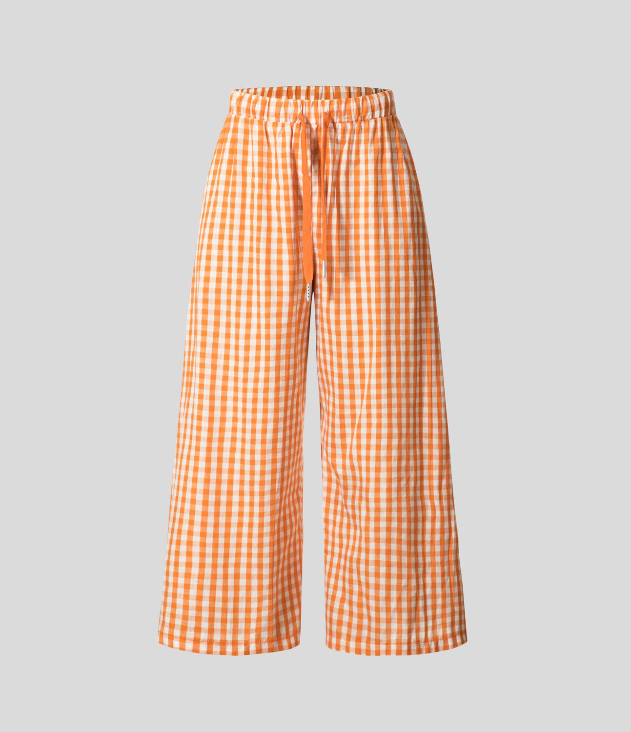 High Waisted Drawstring Side Pocket Gingham Wide Leg Casual Cotton Pants High Waisted Drawstring Side Pocket Gingham Wide Leg Casual Cotton Pants