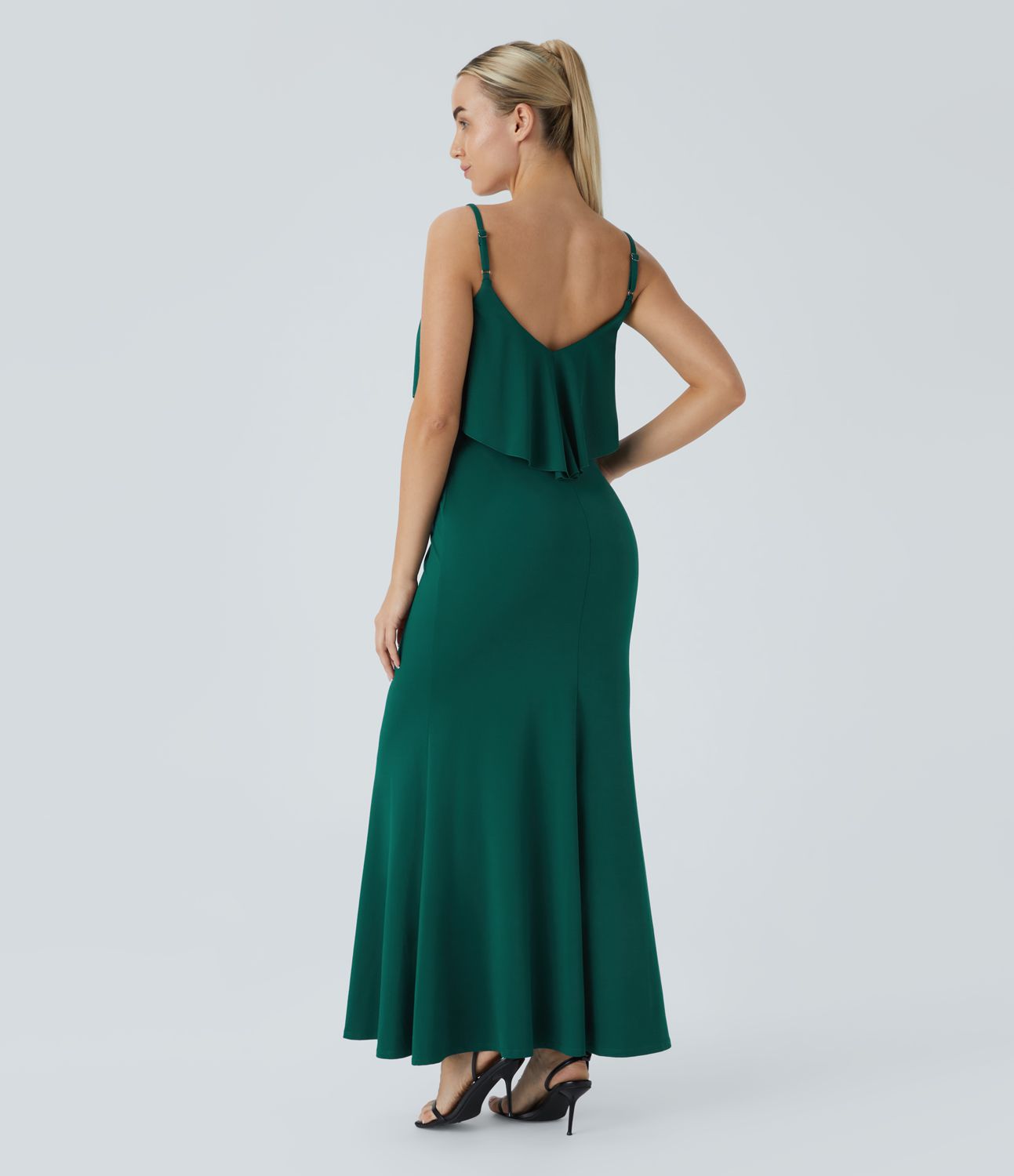 Adjustable Strap Ruffle Trim Guest Look Slip Dress