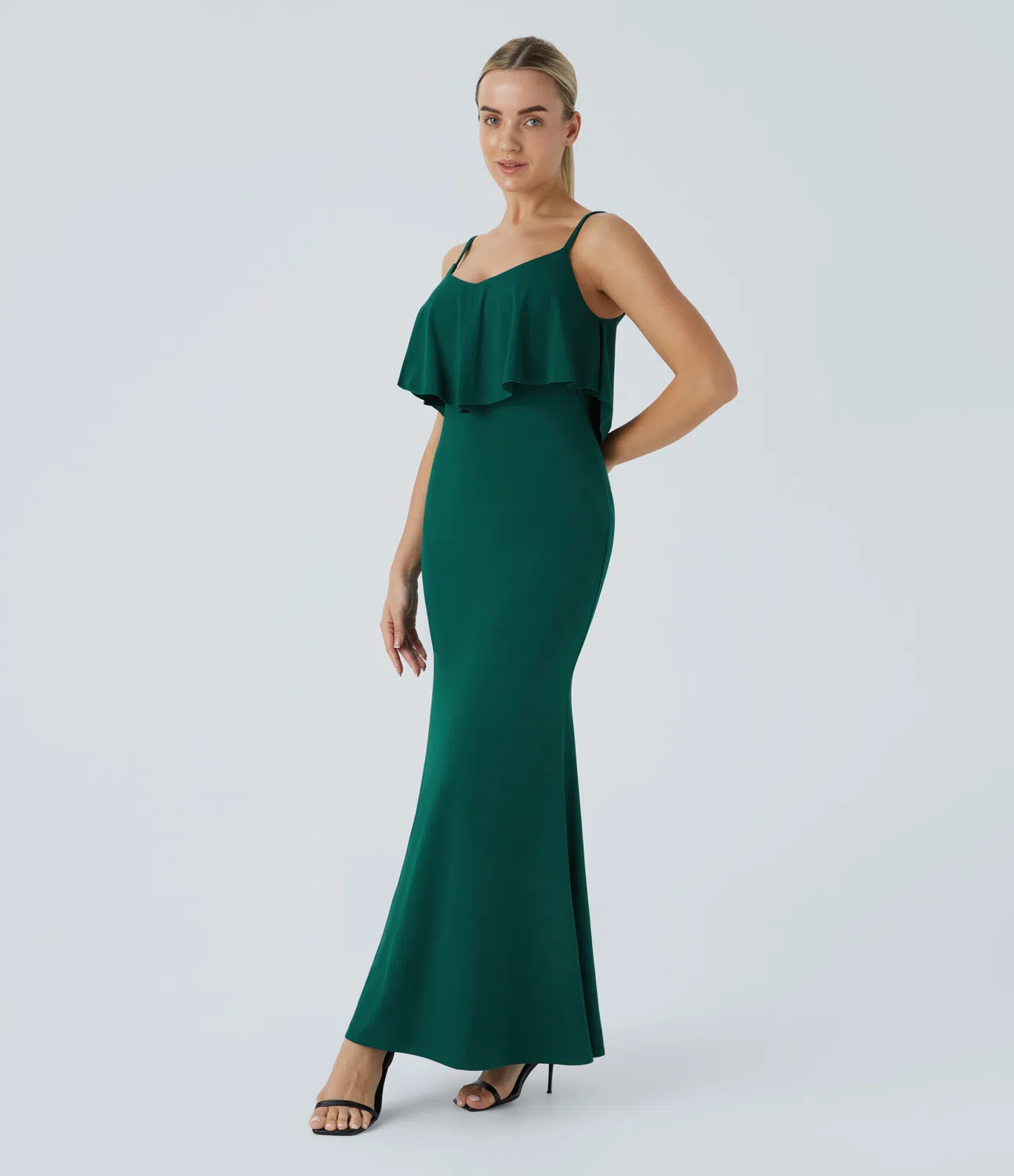 Maxi-Unterkleid mit verstellbaren Trägern und Rüschenbesatz für Brautjungfern und Hochzeitsgäste