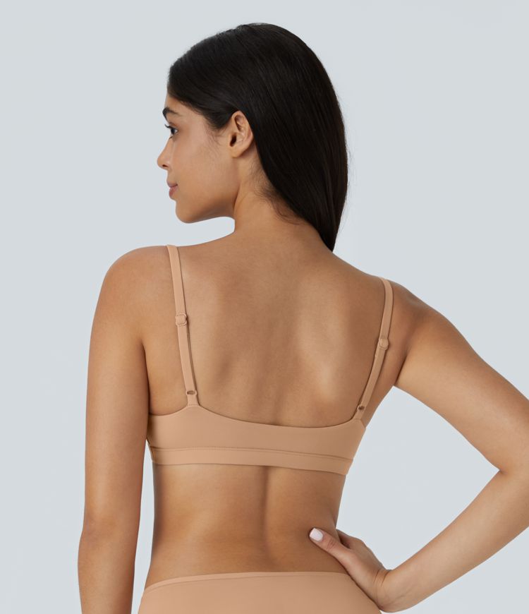 Hi Stretch Skin-Friendly U-Neck Adjustable Strap Backless Homewear Underwear Bra