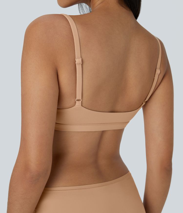 Hi Stretch Skin-Friendly U-Neck Adjustable Strap Backless Homewear Underwear Bra