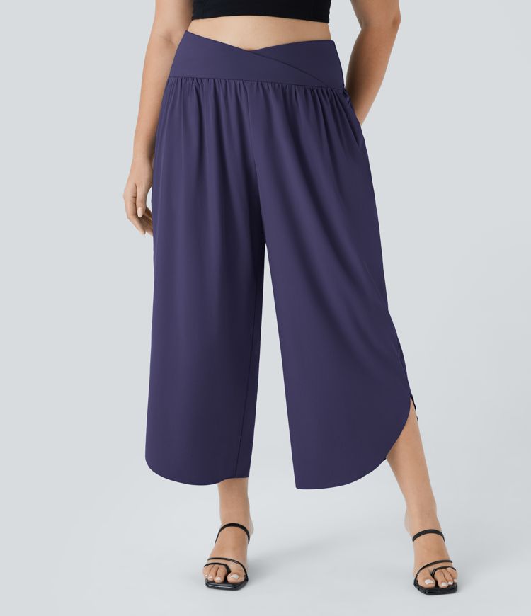 Breezeful™ High Waisted Crossover Pocket Quick Dry Plus Size Pants