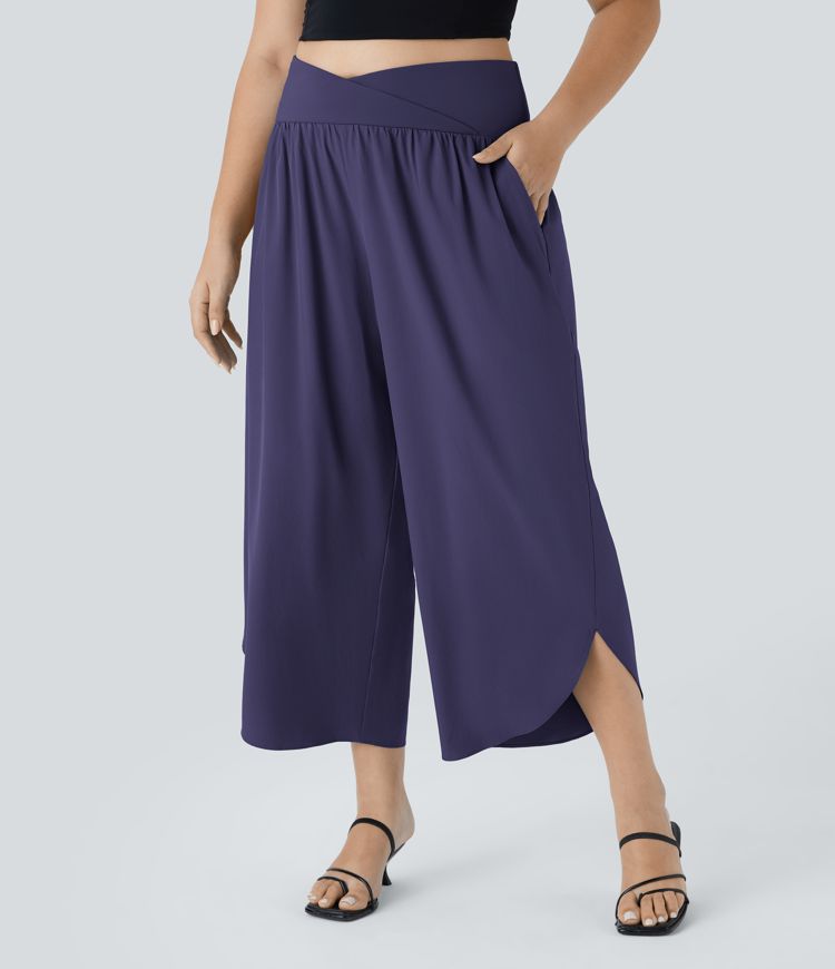 Breezeful™ High Waisted Crossover Pocket Quick Dry Plus Size Pants