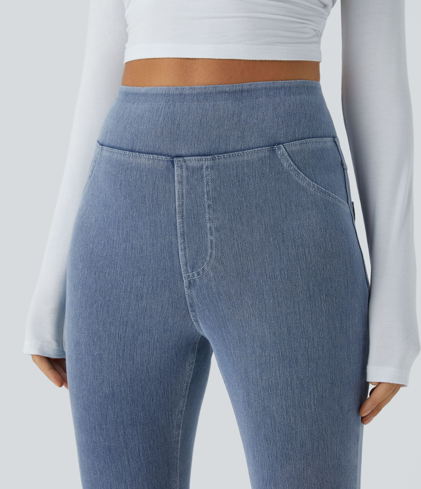 Halara Flex™ Jeans Jeggings aus elastischem Strick-Denim mit hohem Bund und Gesäßtaschen